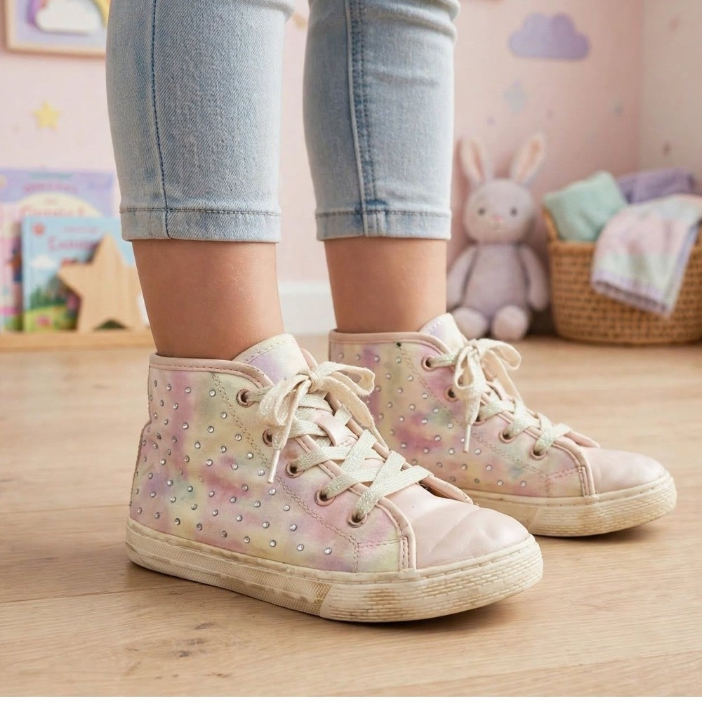 The Children's Place Youth 1 High-top Sneakers Tie Dye Pink Purple Rhinestone